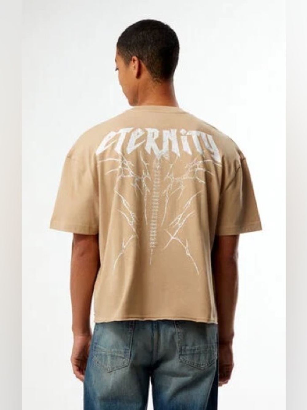 PacSun Tan Short-Sleeve Tee with White 'Eternity' Back Graphic